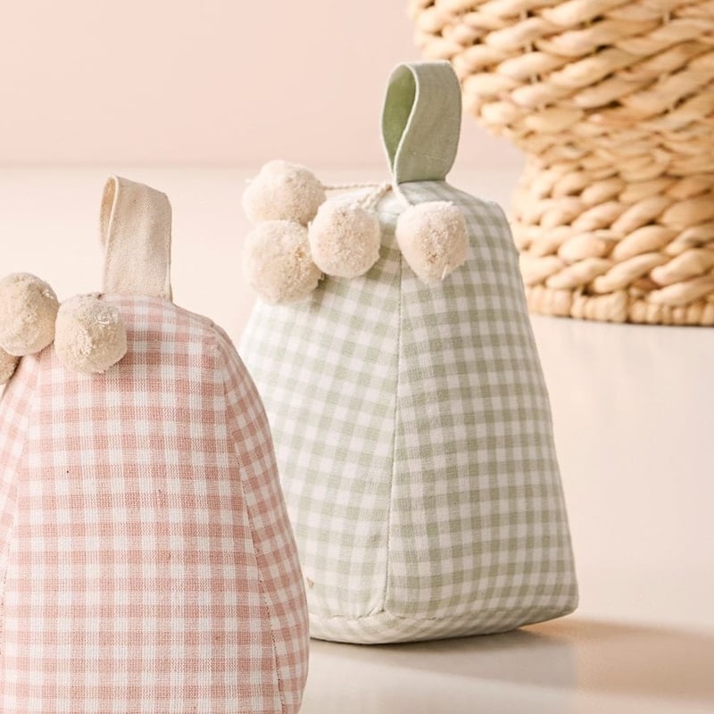 Soft Blue Gingham Door Stop