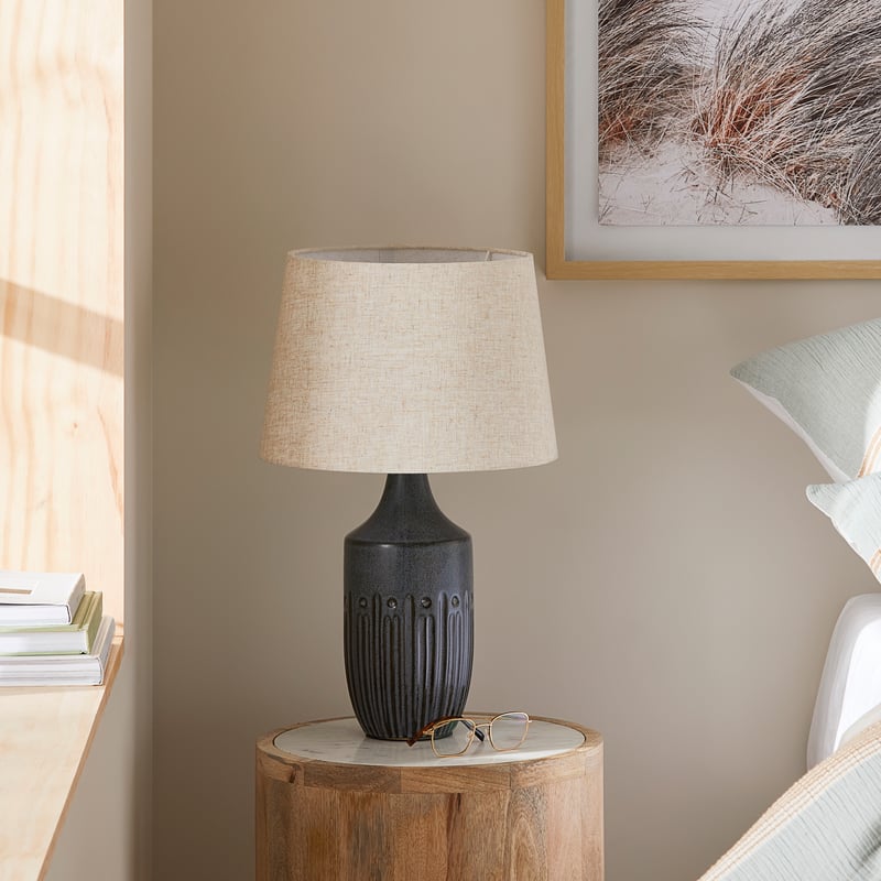Inca  Charcoal & Linen Table Light