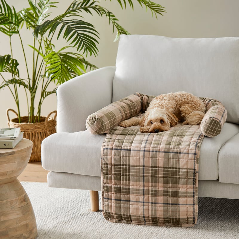 Maisy Biscuit & Forest Check Fold-Out Pet Bed