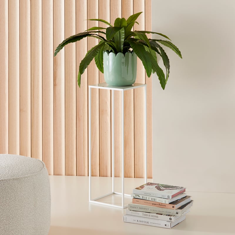 Carlos White Gloss Plant Stand
