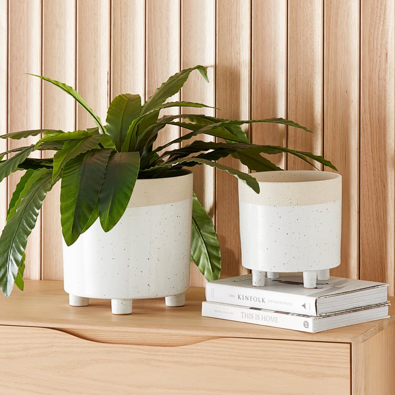 Sandy Sand & White Glaze Pot