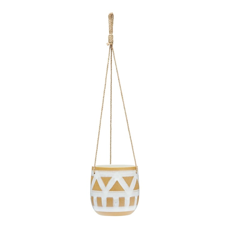 Otara White & Stone Thatched Hanging Pot