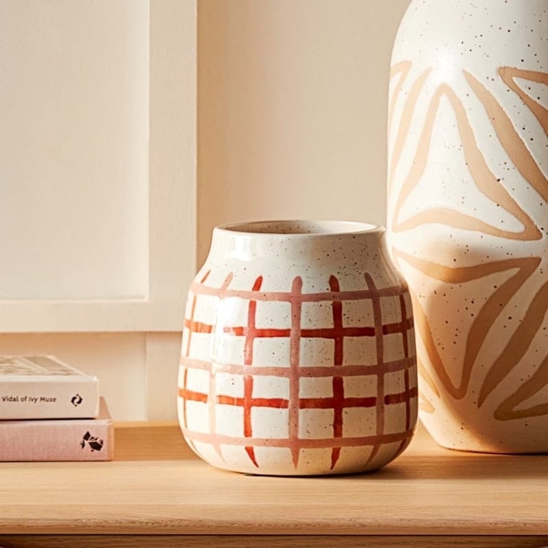 Taka Pink & Sienna Check Vase
