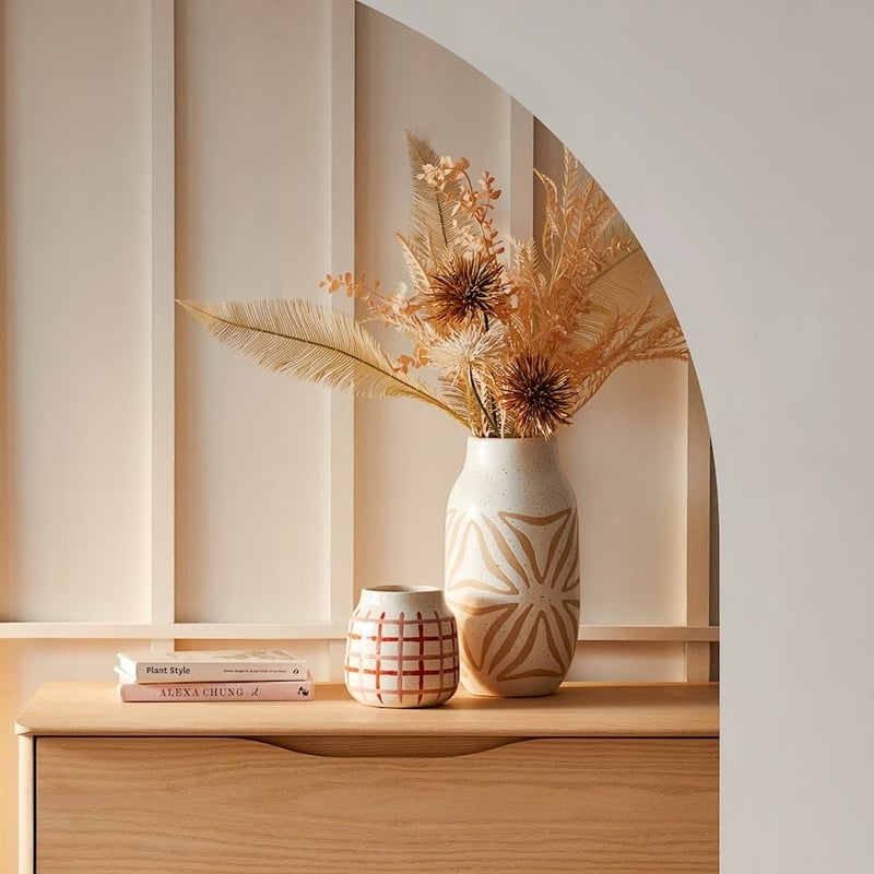 Taka Pink & Sienna Check Vase