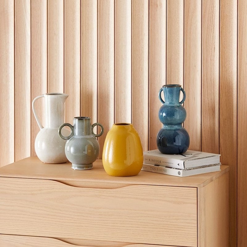 Blue Illusion Mustard Rounded Vase