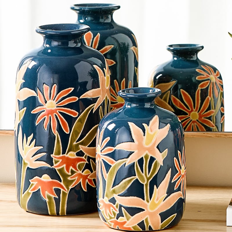 Botanist Floral Navy Vase