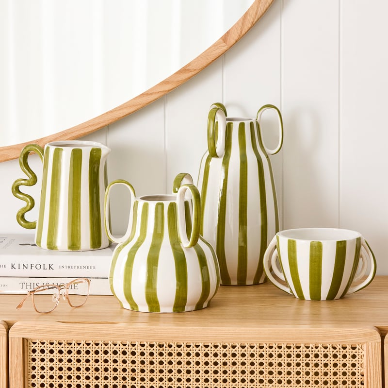 Bambini Green Stripe Vase Collection
