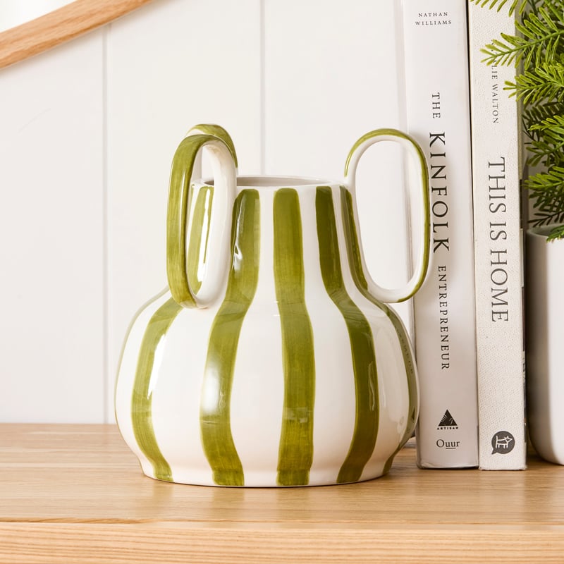 Bambini Green Stripe Vase Collection