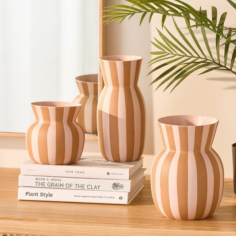 Picasso Pink Terracotta Stripe Vase
