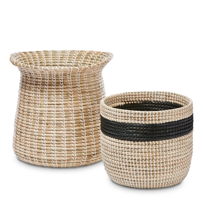 Zebra Natural & White Flute Basket