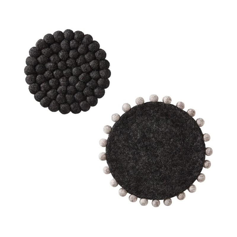 Heena Charcoal & Grey Wool Pom Pom Trivet