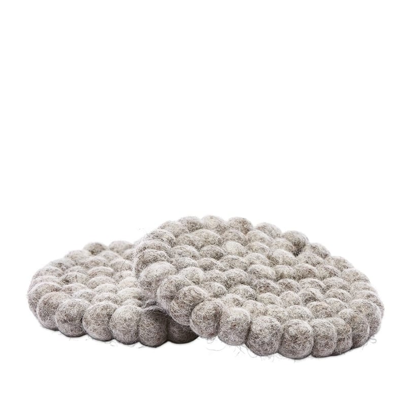 Heena Grey Wool Coasters Pack of 2
