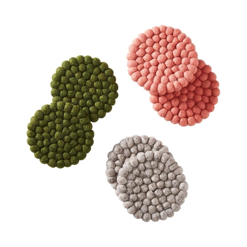 Heena Grey Wool Coasters Pack of 2