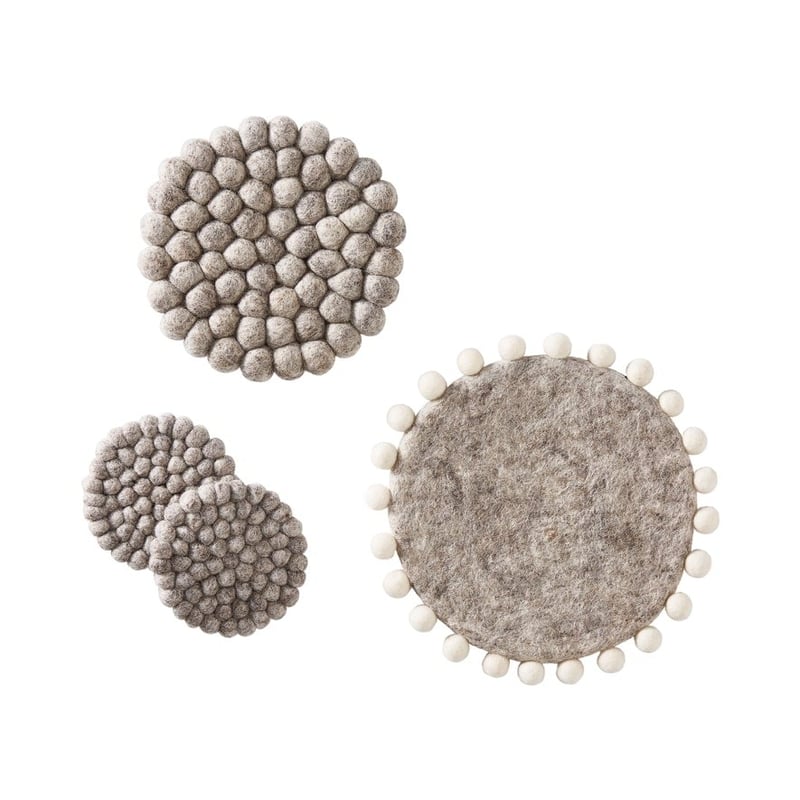 Heena Grey Wool Coasters Pack of 2