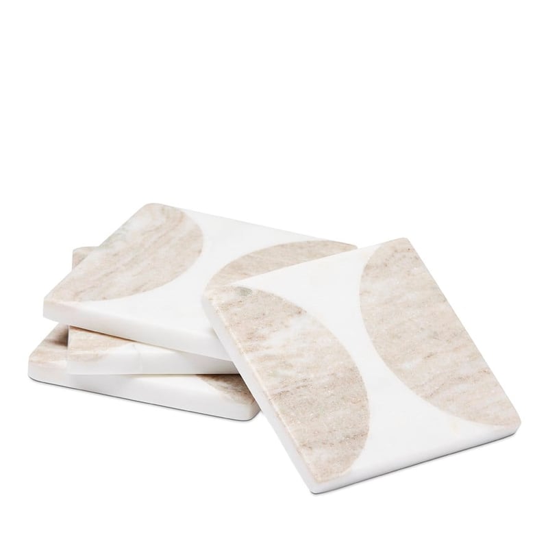 Marble Natural & White Circle Coasters Pack of 4