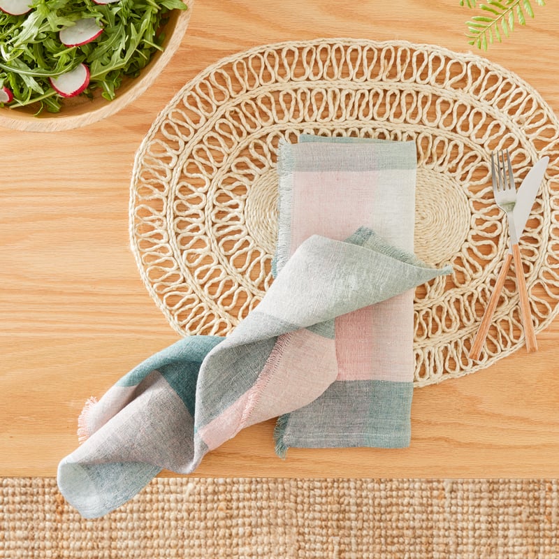 Rae Malmo Pink & Green Check Napkins Pack of 2