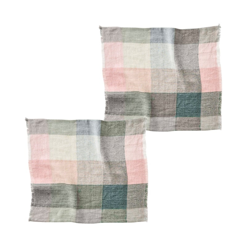 Rae Malmo Pink & Green Check Napkins Pack of 2