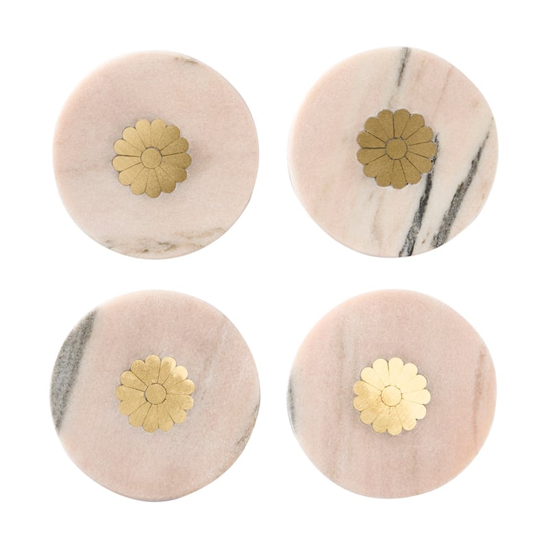 Daisy Marble Pink & Gold Coasters Pack of 4