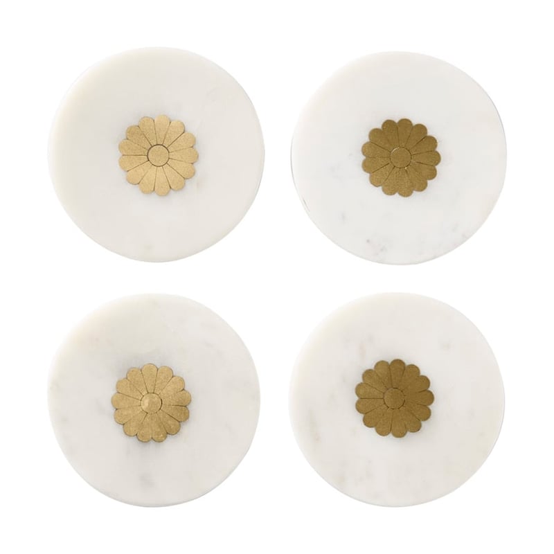 Daisy Marble White & Gold Coasters Pack of 4