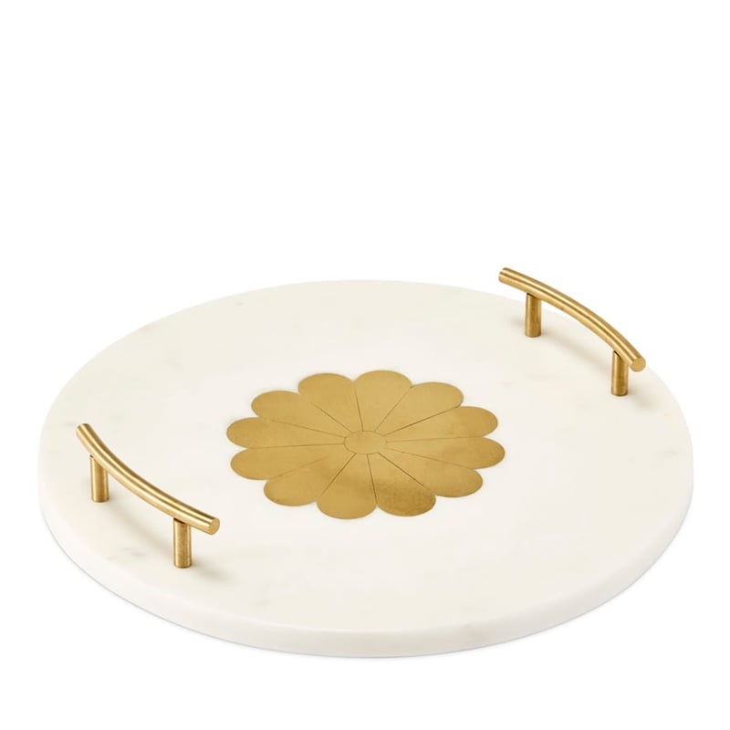 Daisy Marble White & Gold Tray