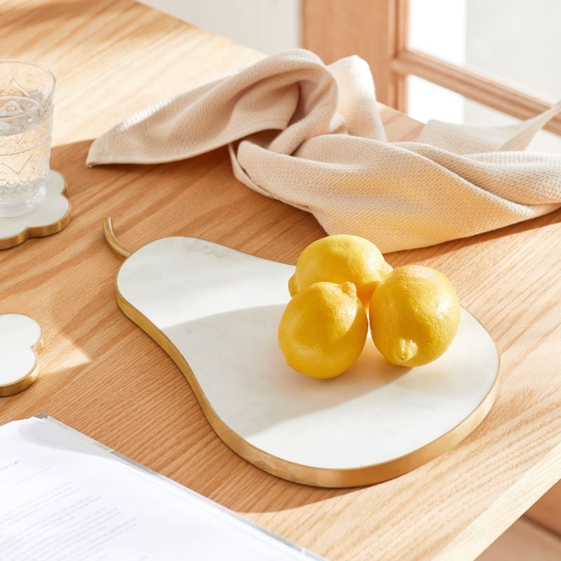 Pear Marble White & Gold Board