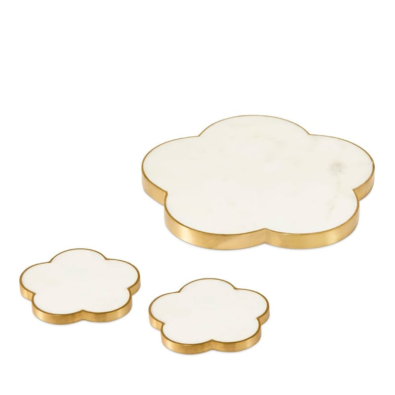 Flower Marble White & Gold Trivet