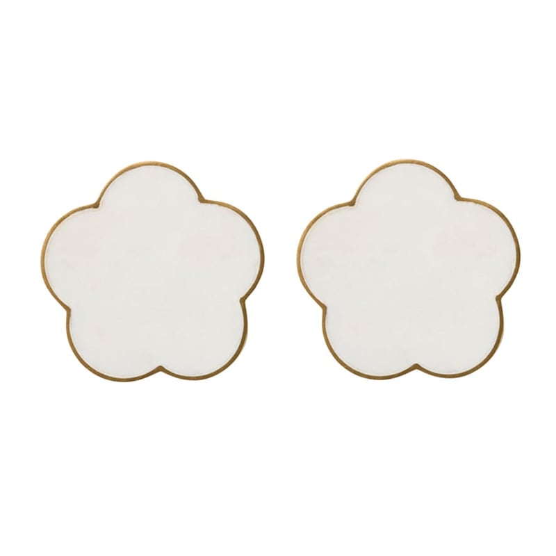 Flower Marble White & Gold Coaster Pack of 2