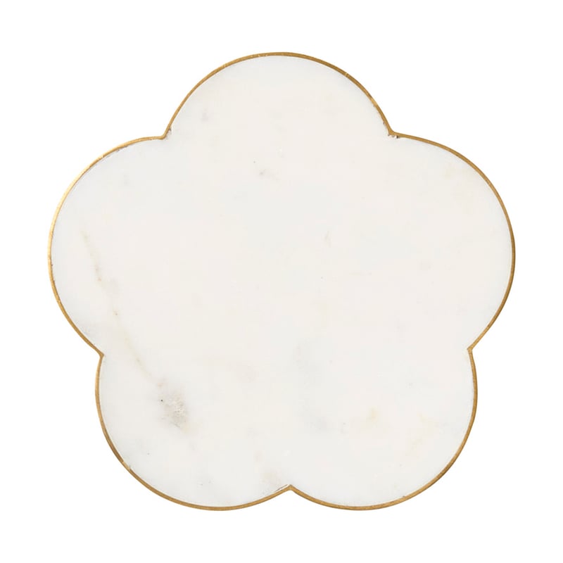 Flower Marble White & Gold Trivet