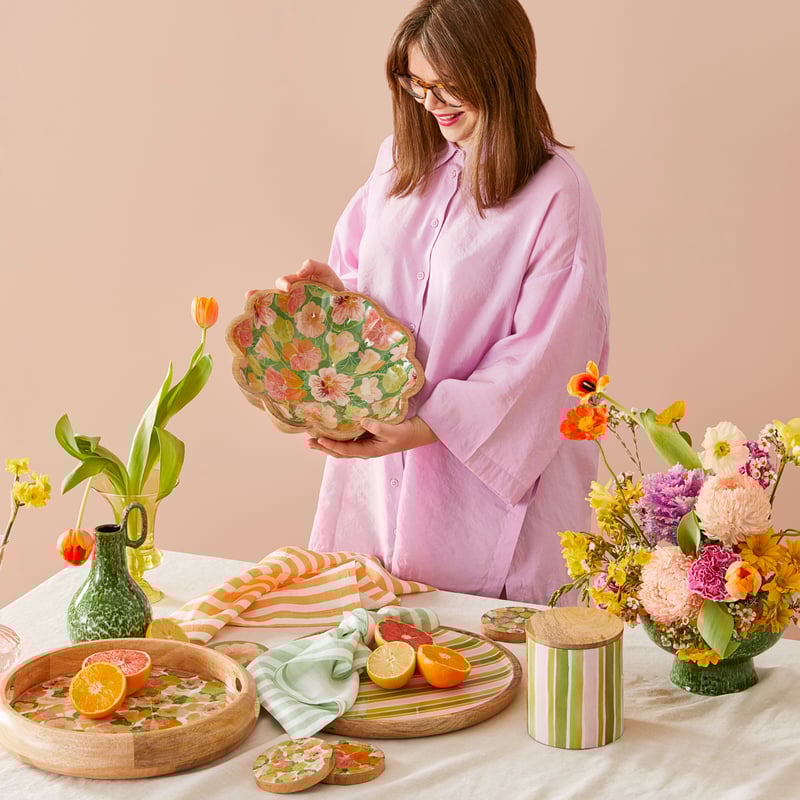 Nasturtium Timber Stripe Tray