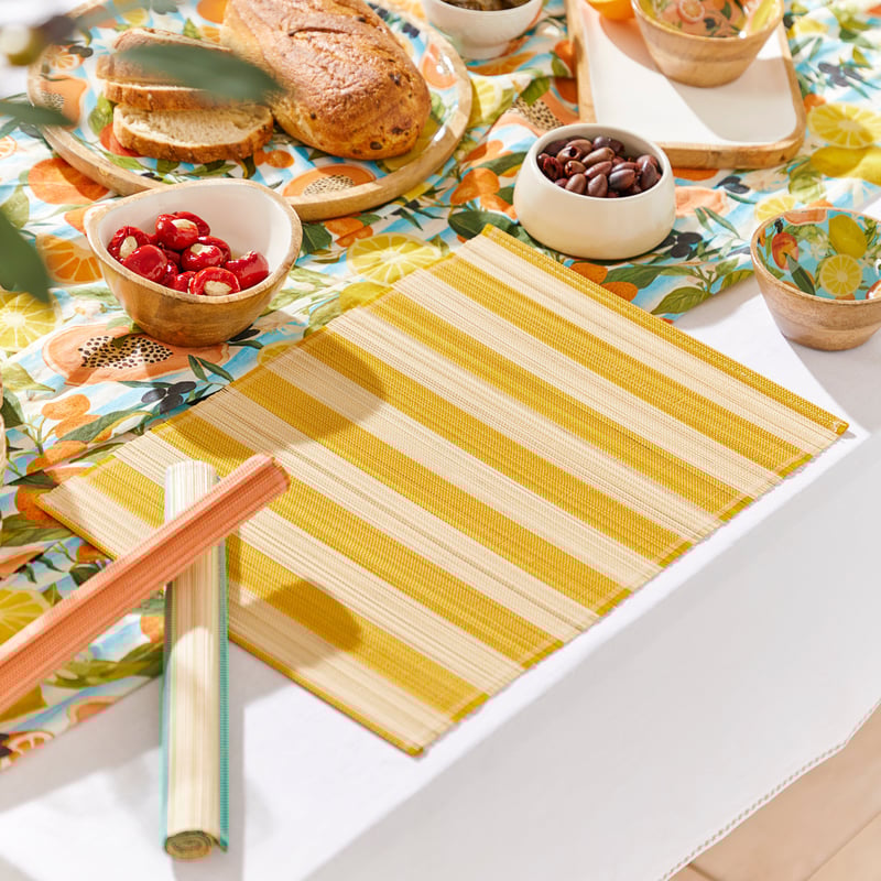 Serafina Yellow & Natural Stripe Placemat Pack of 2