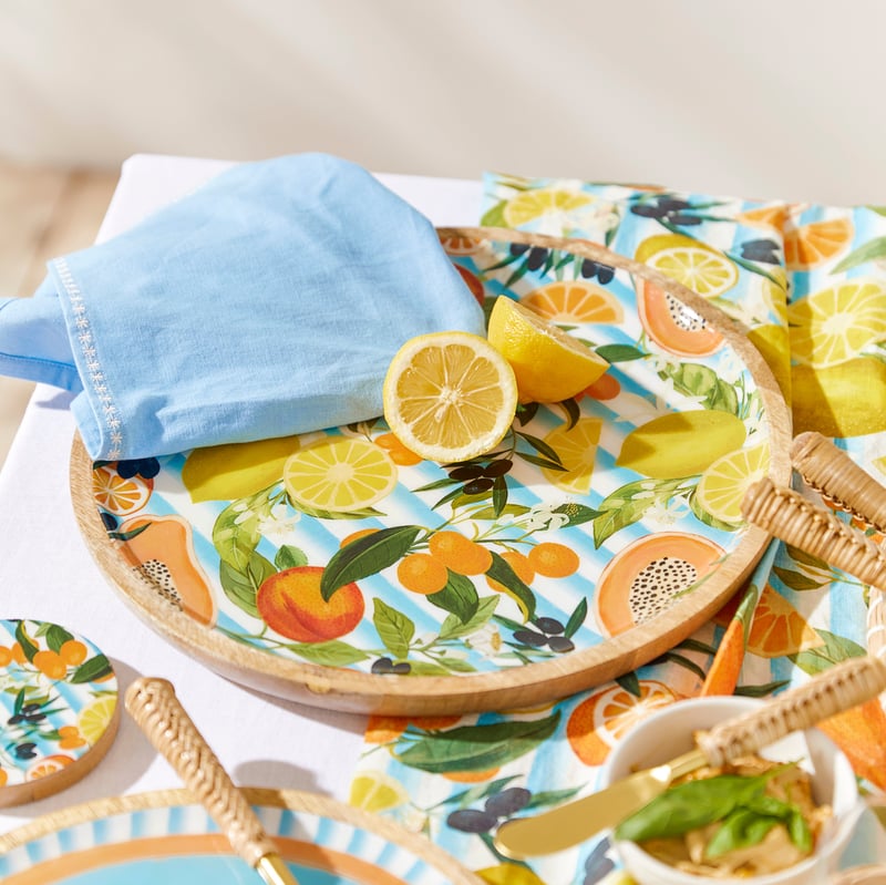 La Frutta Timber Blue Stripe Flat Tray