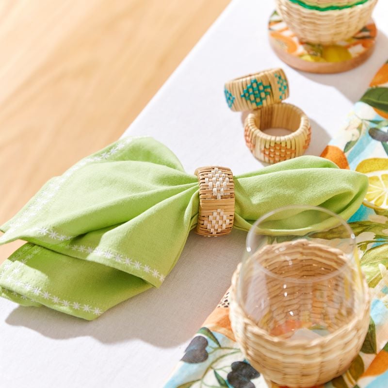 Tuscan Natural & White Napkin Ring Pack of 2