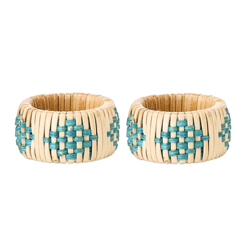 Tuscan Natural & Teal Napkin Ring Pack of 2