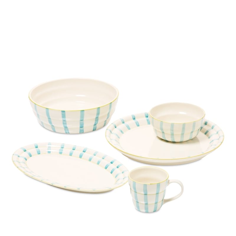 Mediterranean Blue Stripe Salad Bowl