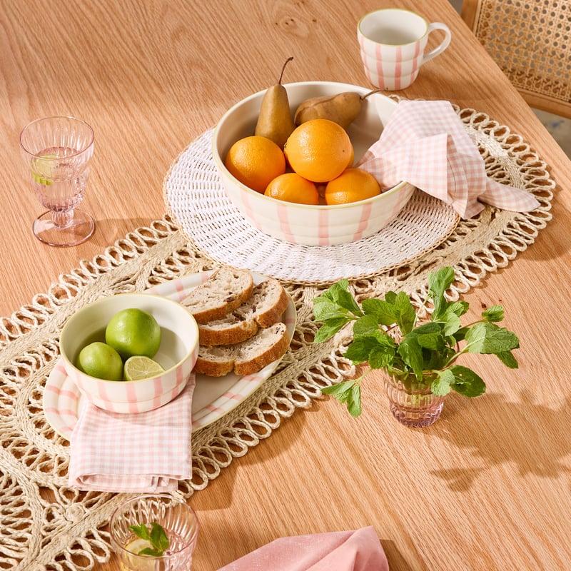 Mediterranean Pink Stripe Side Bowl