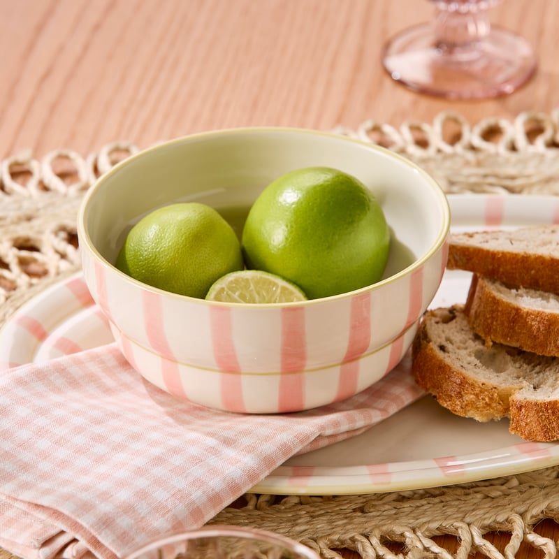 Mediterranean Pink Stripe Side Bowl