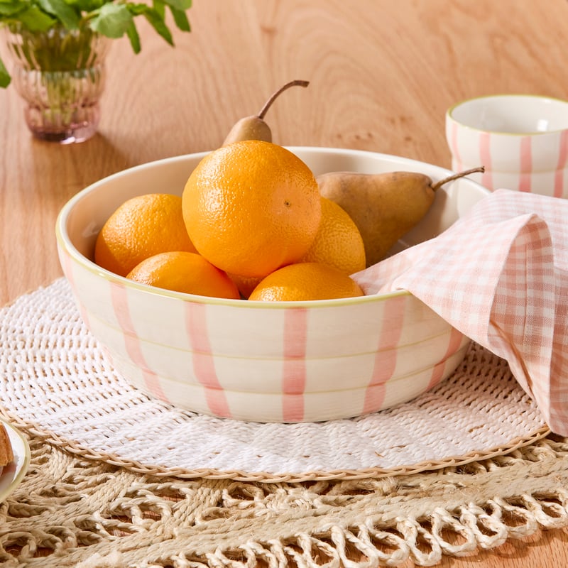 Mediterranean Pink Stripe Salad Bowl