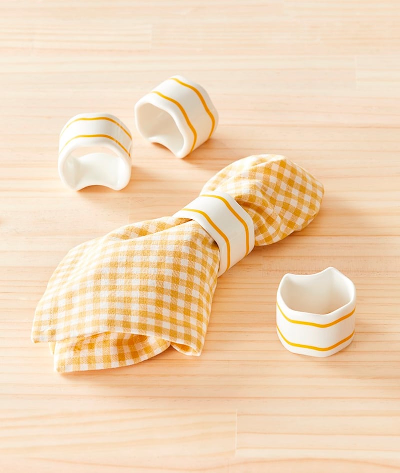 Sadie Mustard Napkin Rings Pack of 4