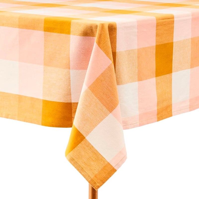 Lottie Pink & Mustard Check Tablecloth