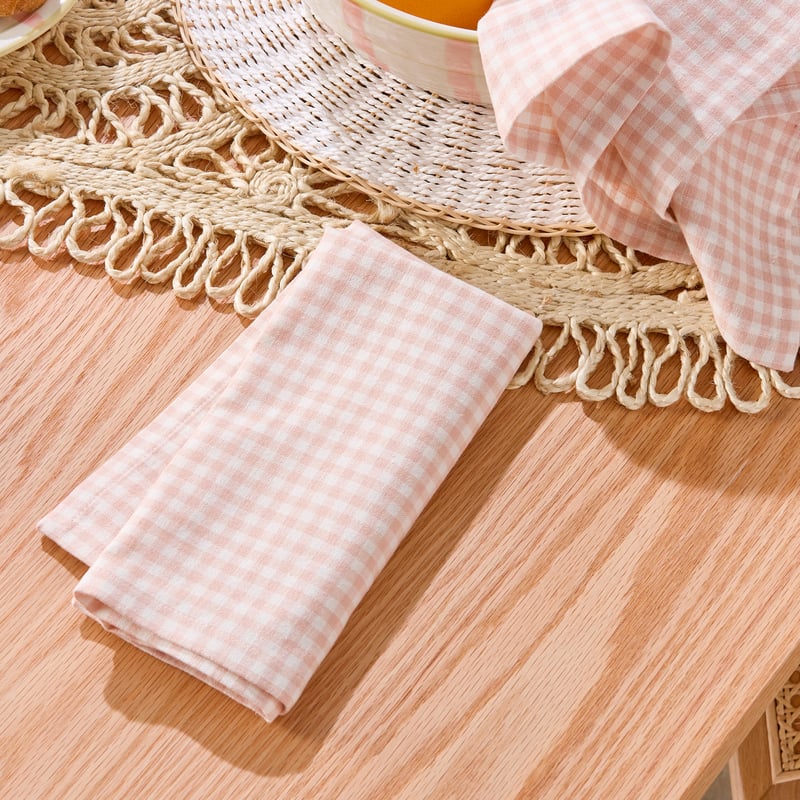 Gingham Pink Napkins Pack of 2