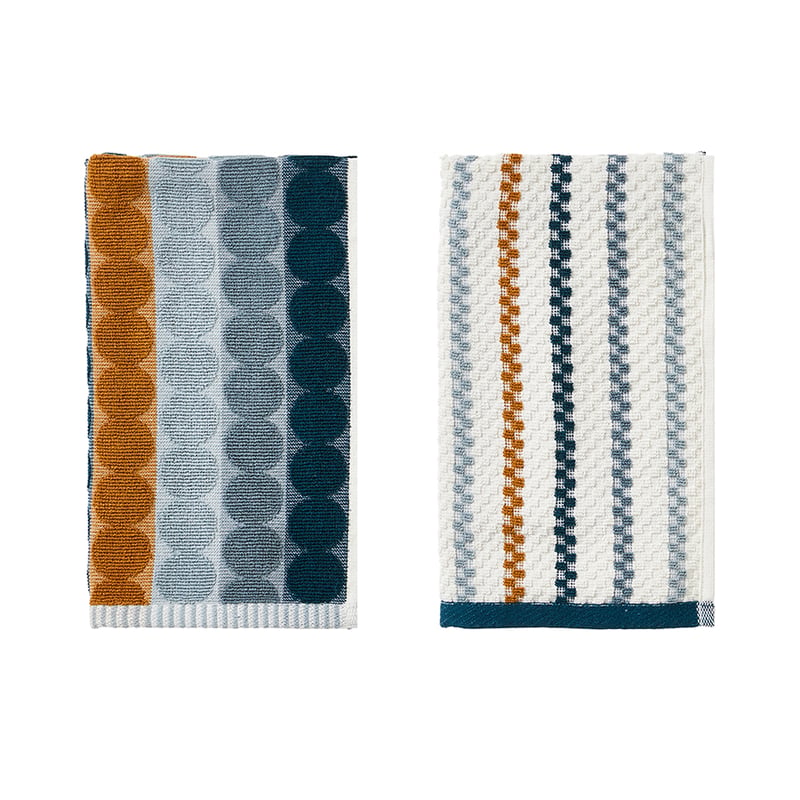 Mimi Cotton Bamboo Teal & Mustard Pack of 2 Tea Towels
