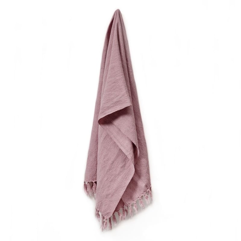 Vintage Washed Soft Pink Linen Cotton Throw