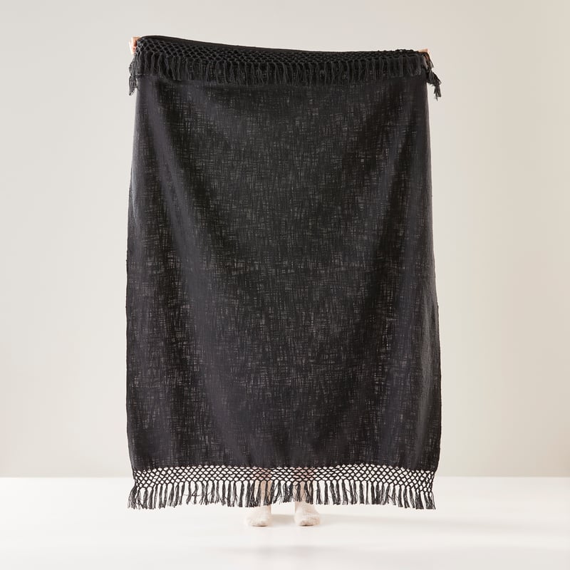 Macrame Black Knot Throw