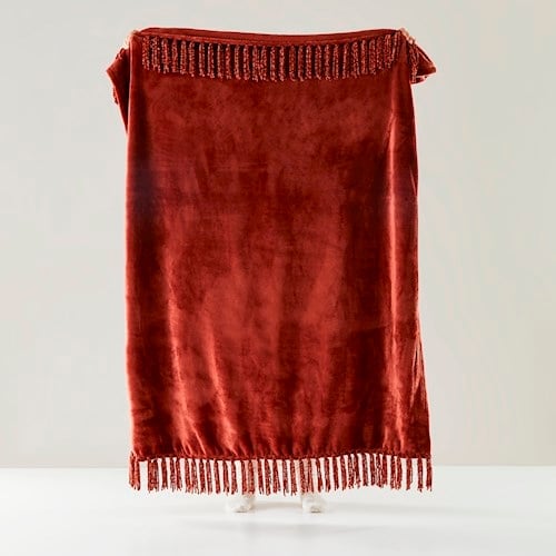 Aspen Rust Fleece Tassel Throw