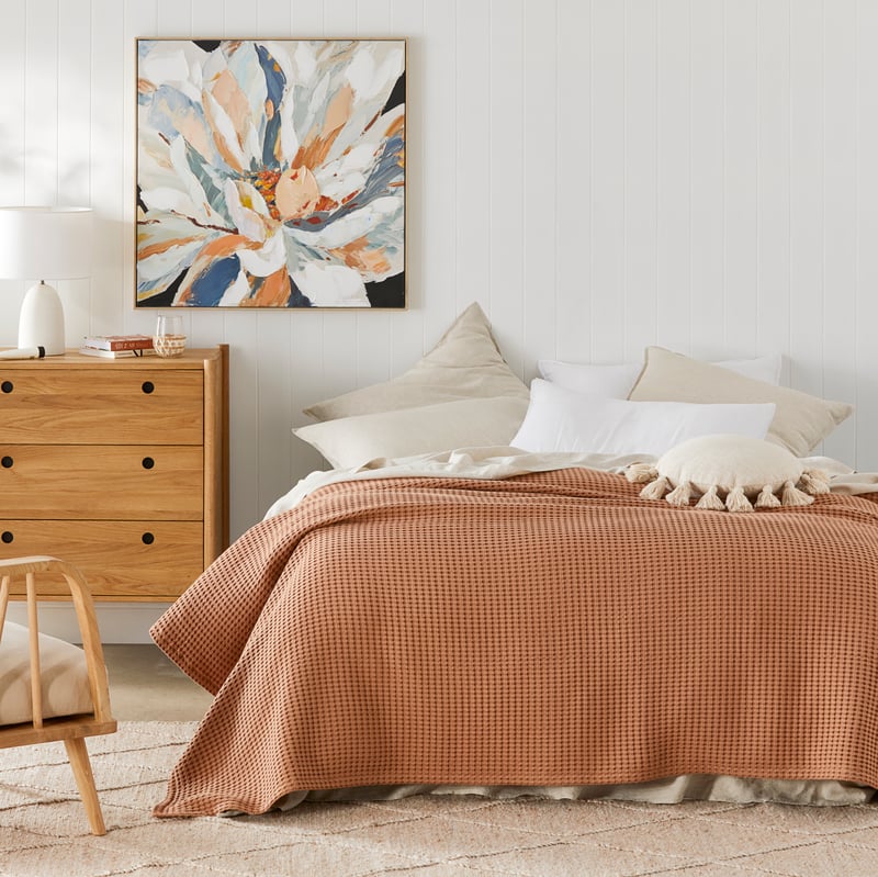 European Collection Turkish Cotton Desert Sand Waffle Blanket