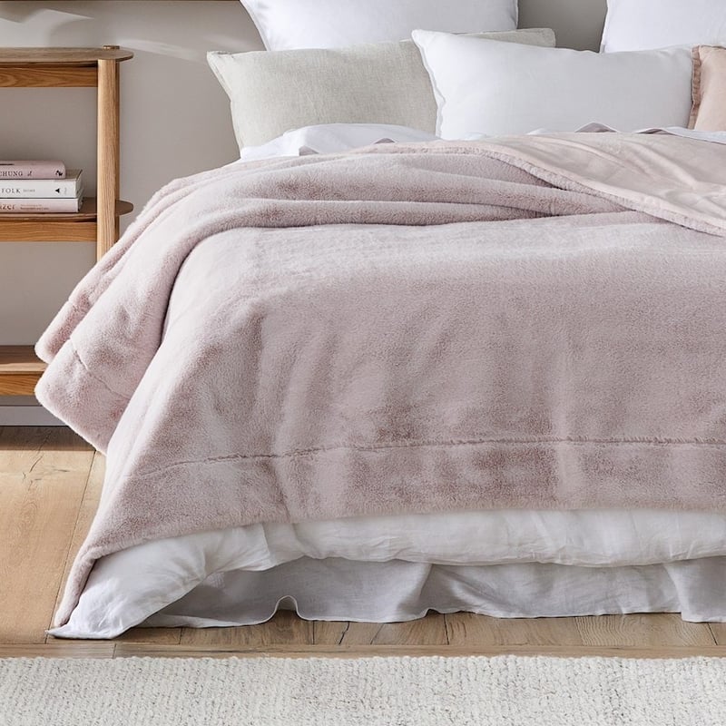 Astoria Dusty Pink Fur Blanket