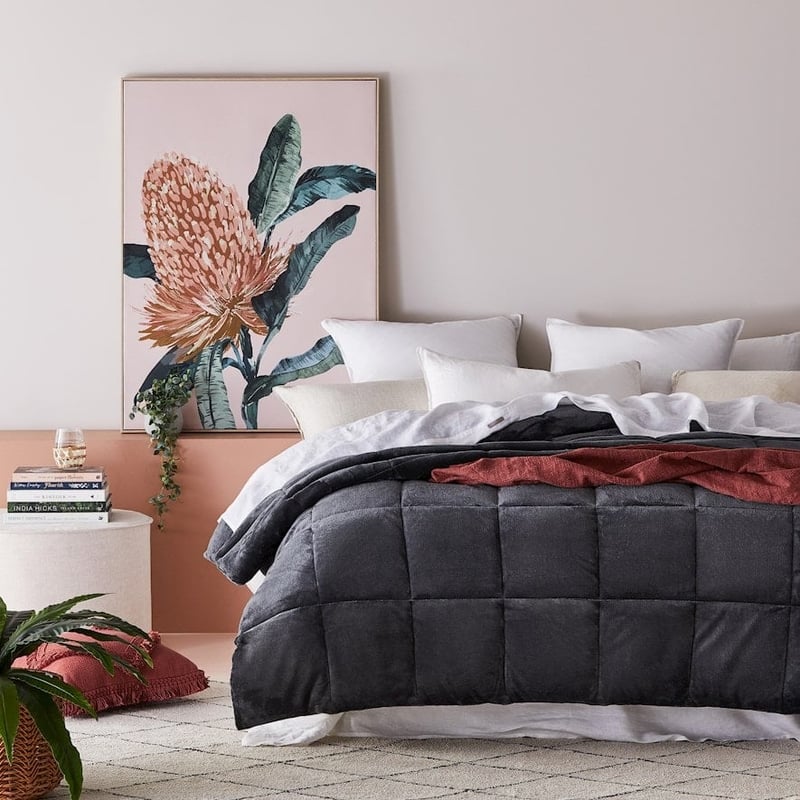Plush Coal Quilted Blanket