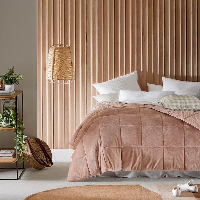 Plush Dusty Pink Quilted Blanket