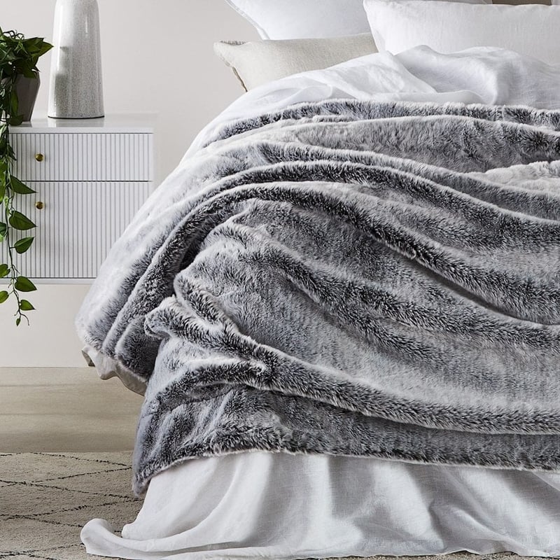 Montana Grey Wolf Fur Blanket