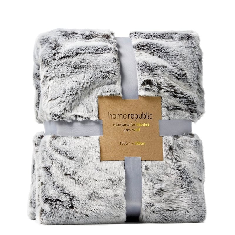 Montana Grey Wolf Fur Blanket